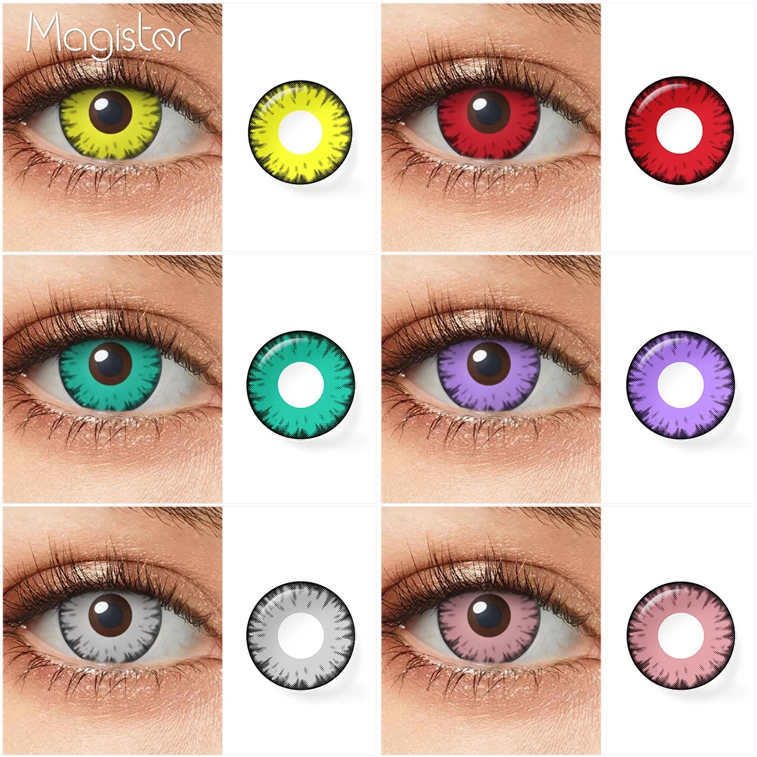 Magister Colored Contacts Halloween Contact Lenses for Eyes Yearly Cosplay Contacts Circle Grey Blue Purple Green lenses contact