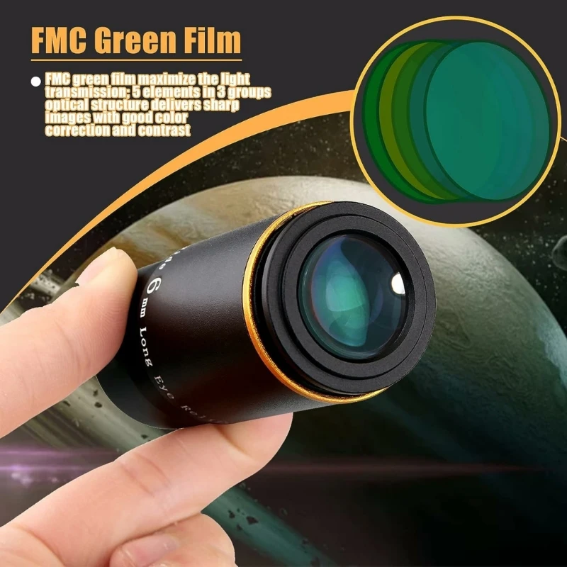 

1.25" Eyepiece Wide Angles, 66 Degree, 6mm Focal Length Eyepiece Convenient and Durable Eyepiece
