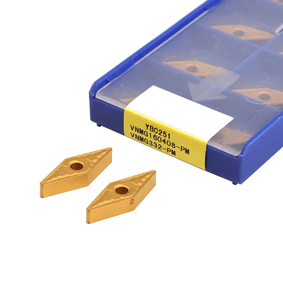 

VNMG160404/160408/160412-PM YBC251 YBC252 High-quality CNC Lathe Turning Tool Carbide Inserts Double Sided Use Rhombus Tip Knife