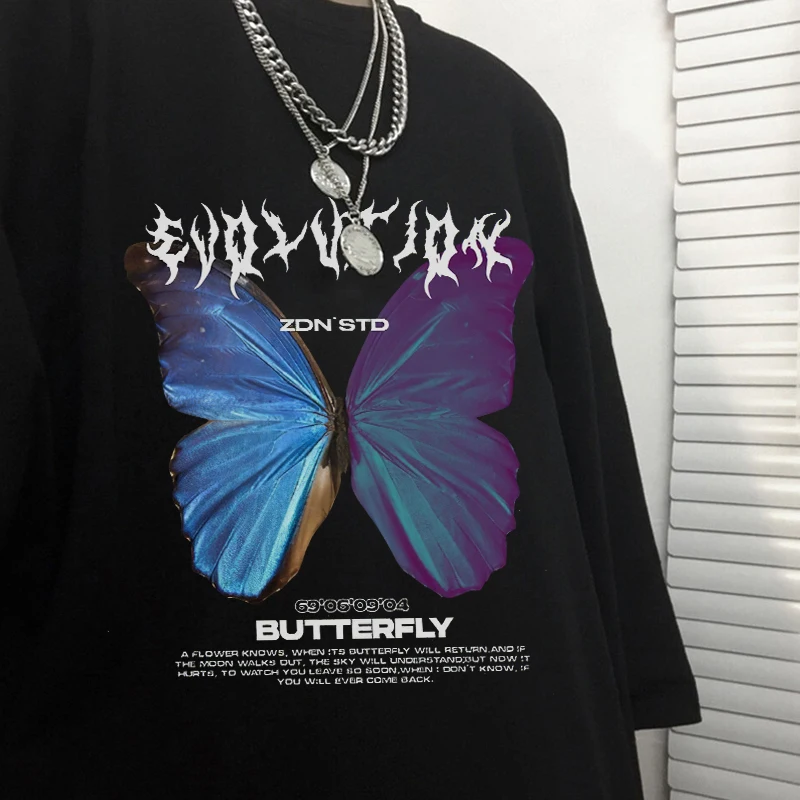 

Hip Hop Oversized T Shirt Women Y2k Streetwear Tops Harajuku Butterfly Tshirt Short Sleeve Hip Hop T-Shirt Casual Clothes