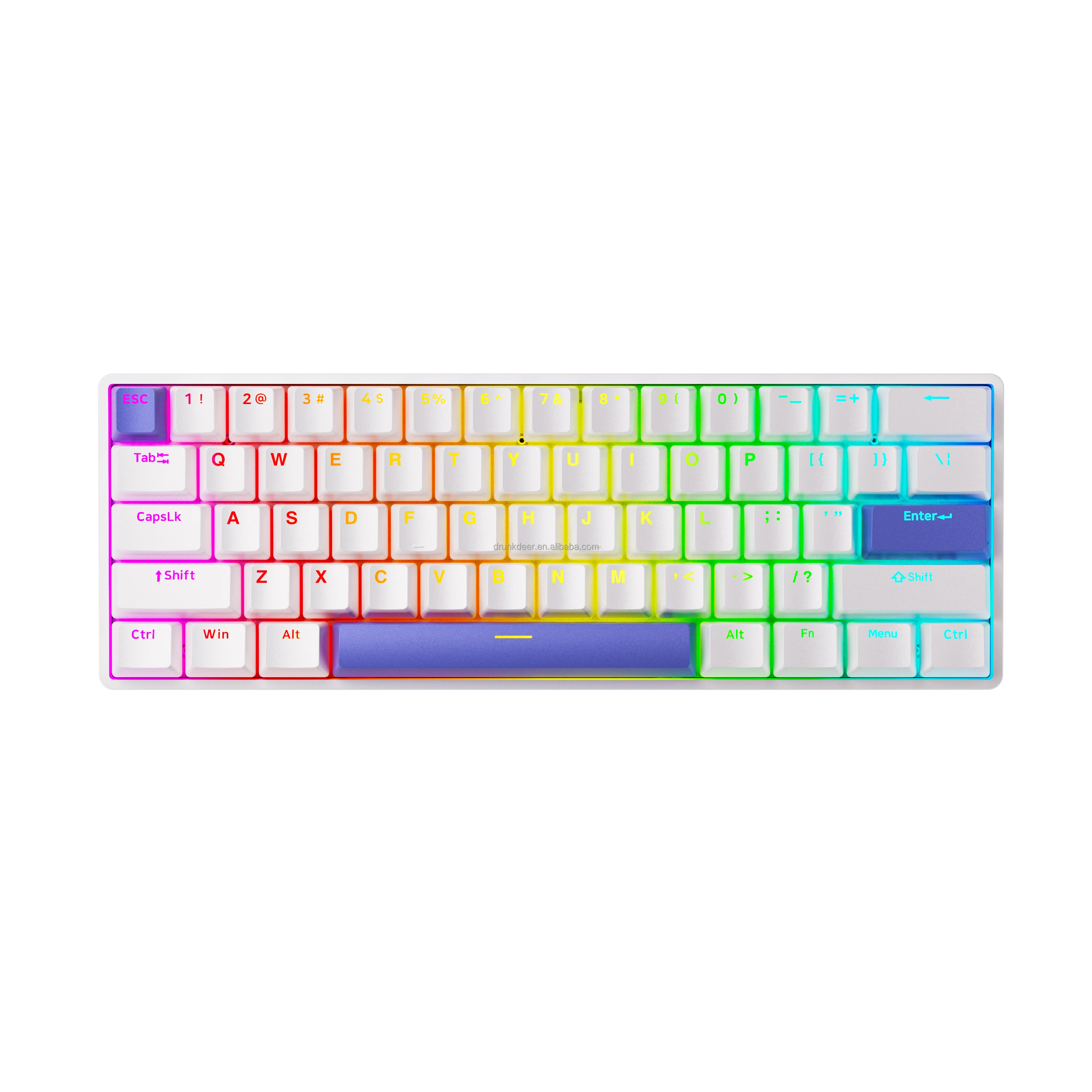 Фото Механическая игровая клавиатура DRUNKDEER G60 с проводным подключением USB Type-C, 62 программируемыми клавишами, RGB-подсветкой, магнитными переключателями RAESA и цифровым блоком №4