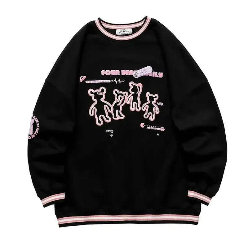 Толстовка с капюшоном Bear Y2k милая Женская толстовка зима 2021 свободные толстовки