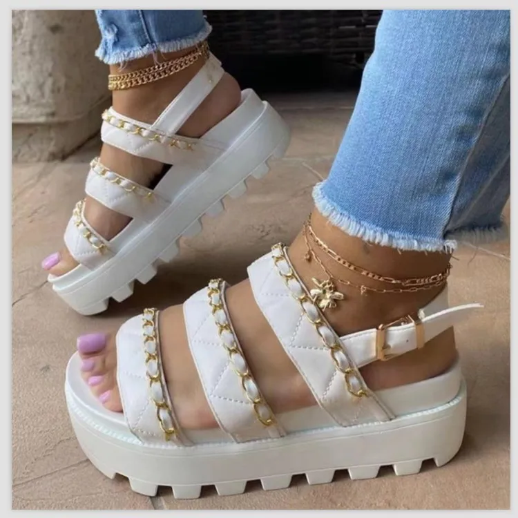 

Luxury Trendy Women Sandals Thick Platform Wedges Sandals Heel Pu Leather Metal Height Increasing Beach Casual Sandalias Mujer88