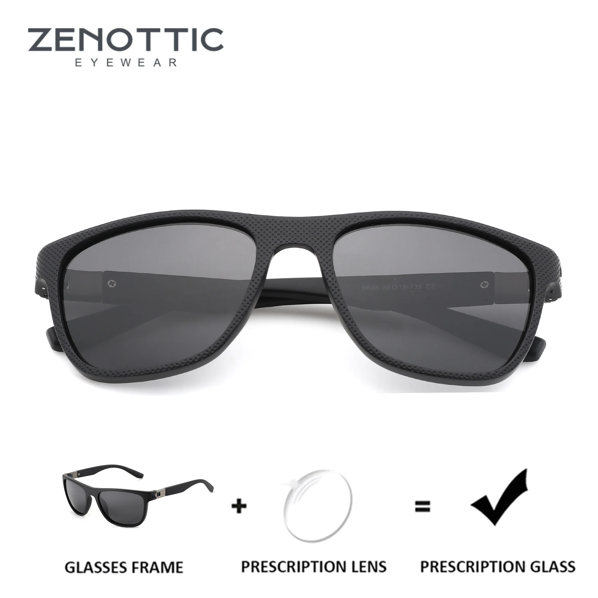 Фото Солнцезащитные очки ZENOTTIC (размер L) с поляризацией, квадратной оправой TR90, для мужчин, с защитой от УФ400, оптические, для коррекции близорукости №1