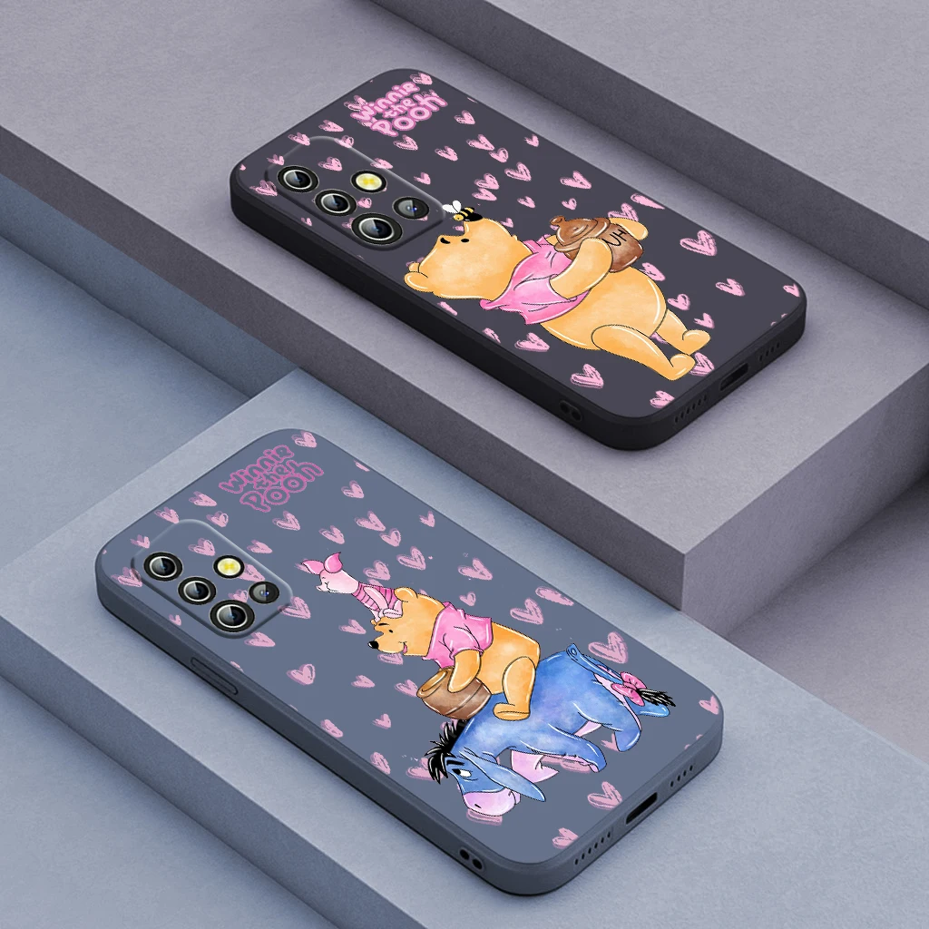 

Disney Cute Winnie Bear For Samsung A04 S A71 A51 A42 A41 A30 A32 A21S A12 A11 A01 A02 4G 5G Liquid Rope Phone Case