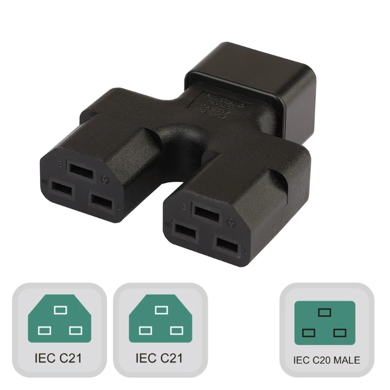 

IEC320 C20 Male to 2xC21 Female Power Splitter Adapter LightWeight Connectors Drop Shipping