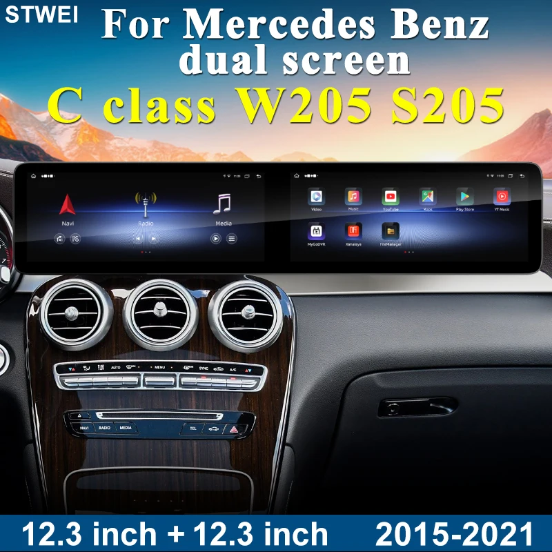 Фото Автомагнитола STWEI Android 13 для Mercedes Benz C/GLC/W205 2015-2021 NTG 5.0 5.5 6.0 с Carplay, двумя экранами 26 дюймов, воспроизведением мультимедиа №3
