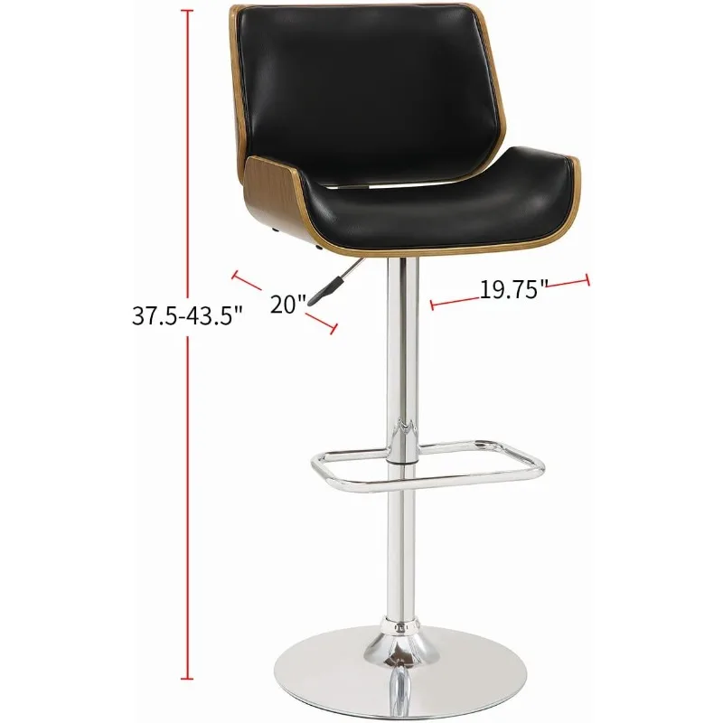 Барный стул из искусственной кожи с регулируемой высотой в черном и
