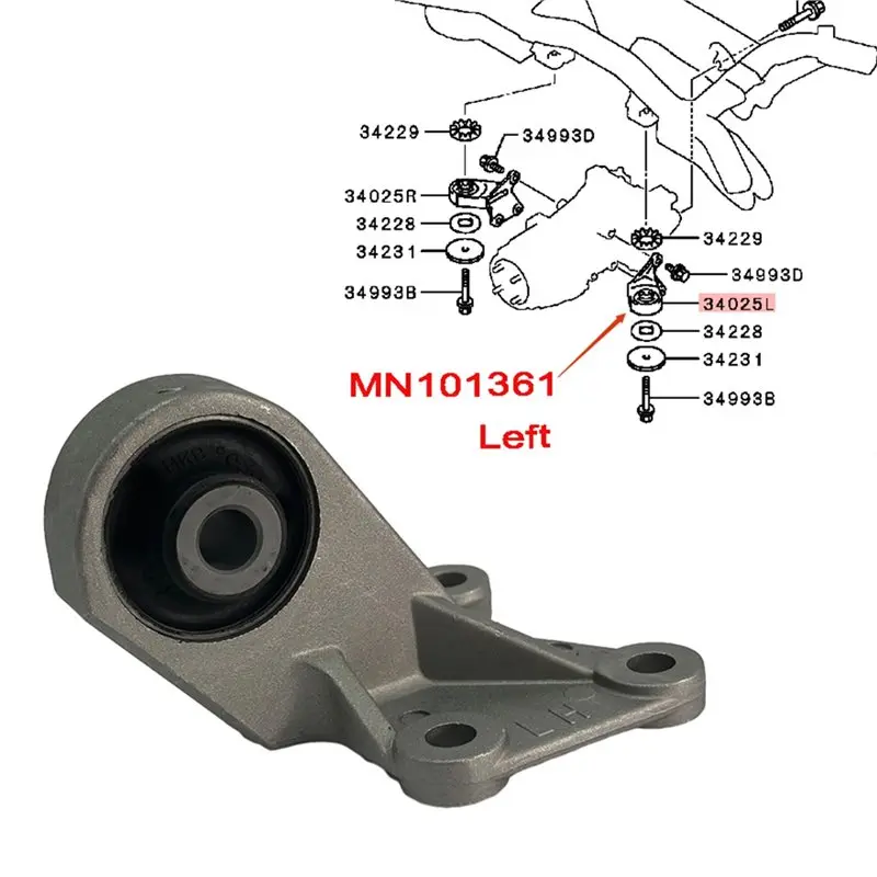 Фото Кронштейн крепления заднего дифференциала MN101361 MN101362, 1 пара, для Mitsubishi Outlander CW4W CW5W GF6W GF7W ASX GA2W GA3W GA6W №3