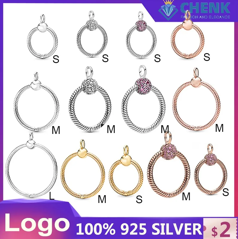 

B68 925 Sterling Silver Moments O Carrier Medium O Pendant Necklaces Rose Gold Small O Charm Women Wholesale Original