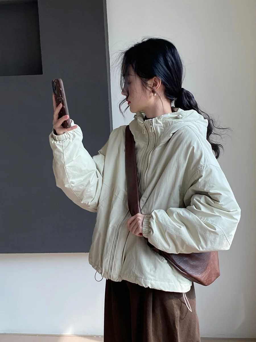 Корейская зимняя и весенняя модная короткая стеганая куртка женская с капюшоном