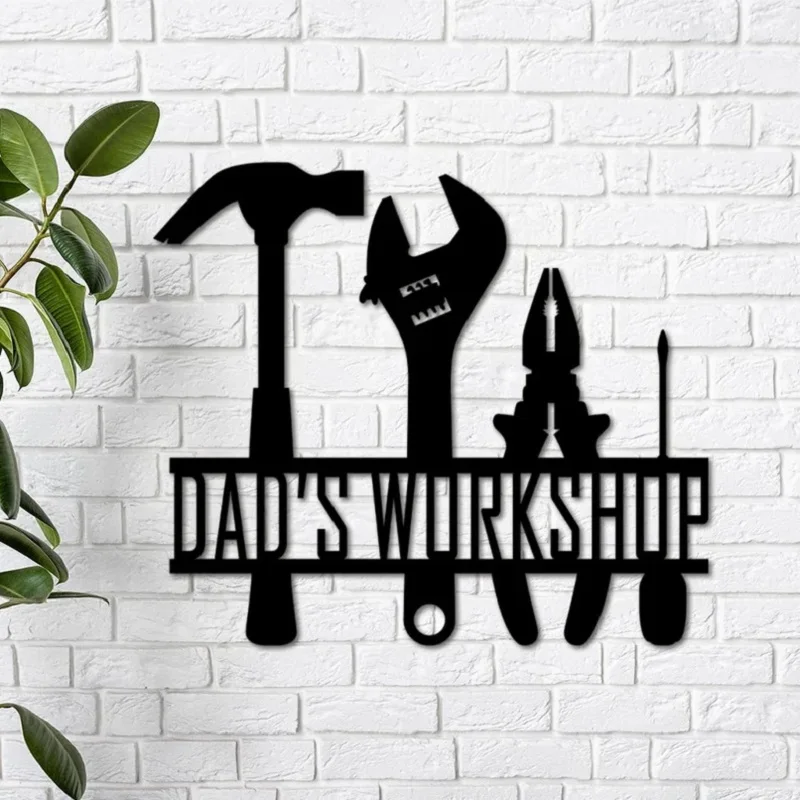 

Personalized Workshop Acrylic Signs Custom Names Wood Wall Art Home Decor Father's Day Gifts Gifts for Dad