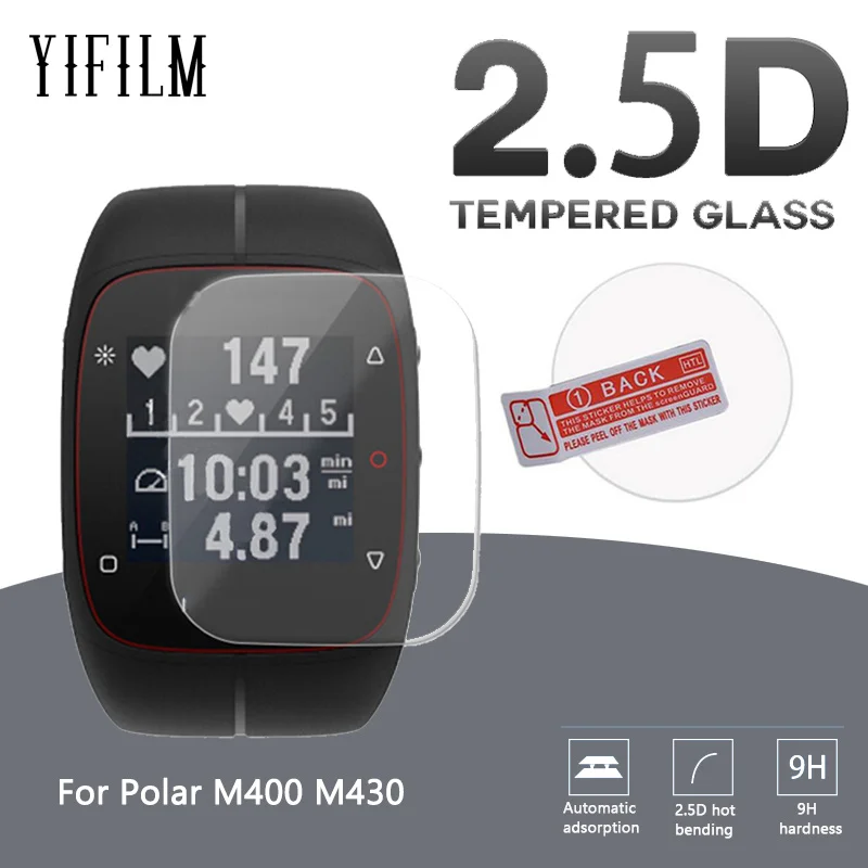 

2PCS Tempered Glass For POLAR M400 M430 400 430 Full Cover Screen Protector HD Clear Protective 9H Glass Film Watch Accessories