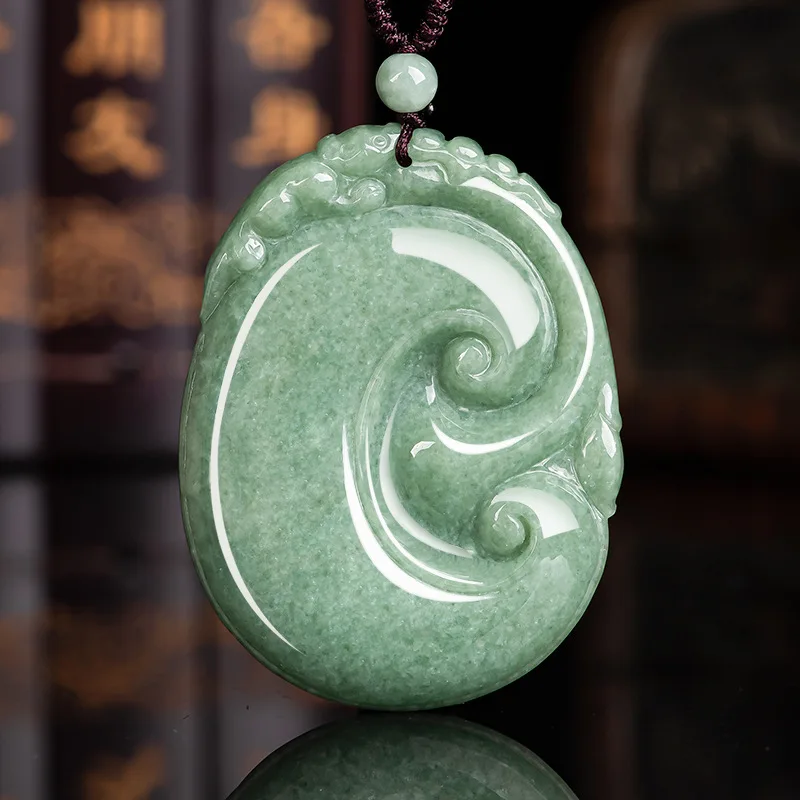 

Burmese Jade Ruyi Pendant Necklace Gifts for Women Jewelry Emerald Accessories Green Gemstones Man Natural Charms Jadeite