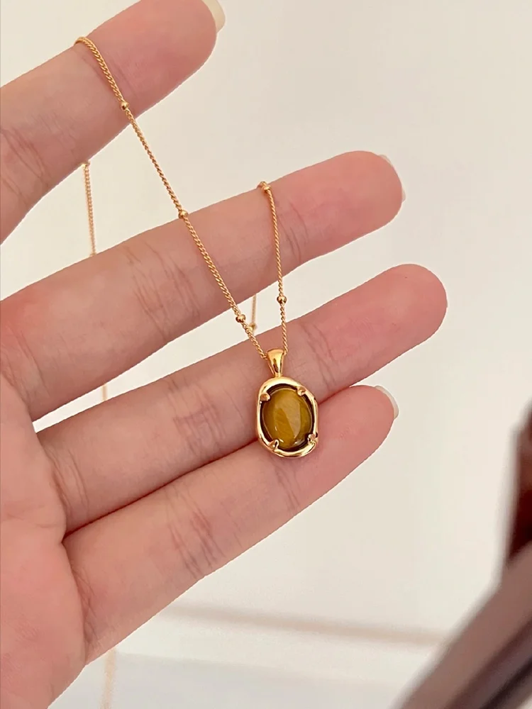 Ожерелье с подвеской из натурального камня Тигровый глаз аксессуары для женщин