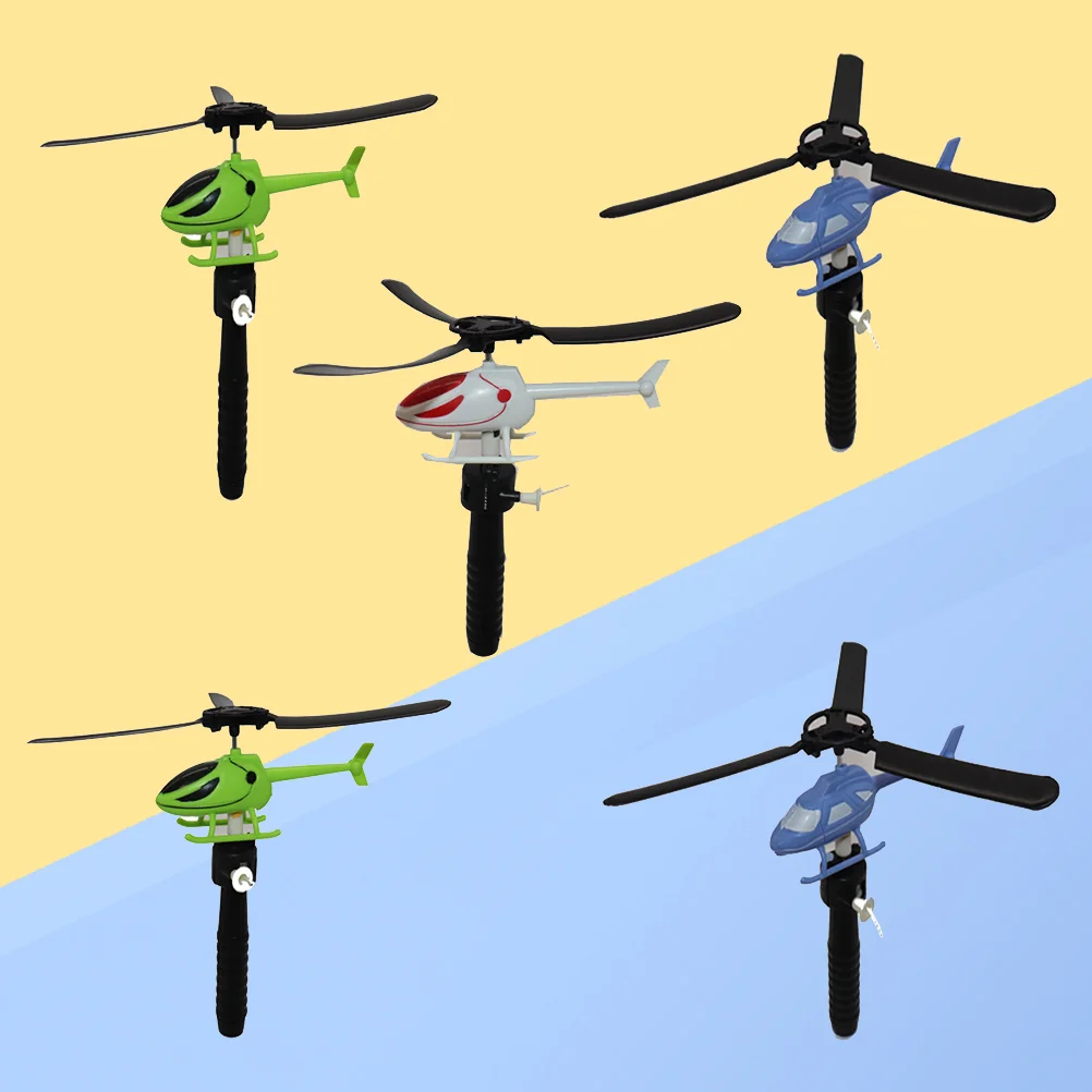

5pcs Flying Saucer String Helicopter Flying Disc Launcher Toys Kids Airplanes Plaything Flying Toys Outdoor Game for Boy Girl (