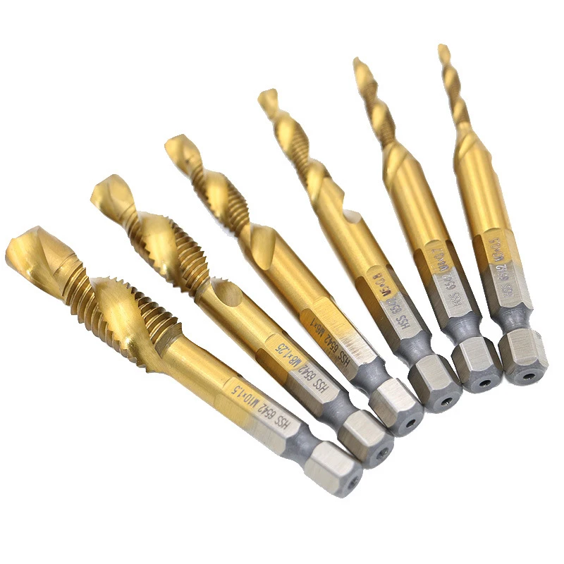 

1/6pcs M3 M4 M5 M6 M8 M10 Metric Thread Tap Drill Bits Set HSS 6542 Hex Shank Screw Tap Drill Bits Set for Steel Metal