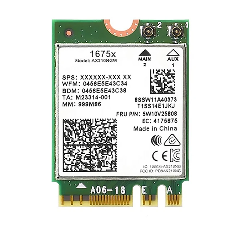 

For 1675X Tri Band 5374M Bluetooth 5.2 Notebook or Desktop Gigabit Wireless Network Card M.2 Card Support Win11