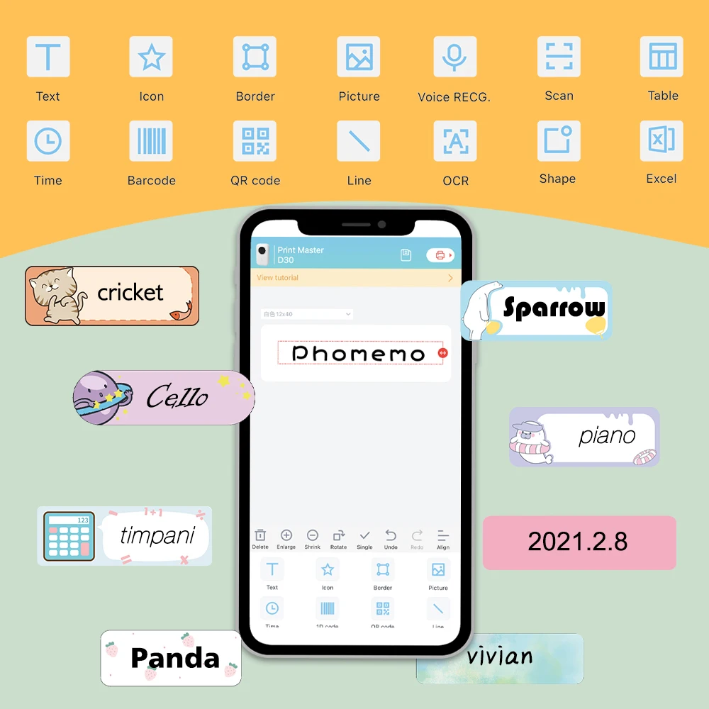 Phomemo D30 No Ink Label Printer Smartphone Mini Ticket Sticker Makers Colorful Labeler Gold Silver Paper Thermal Notes Machine |