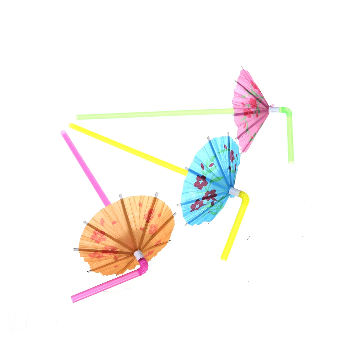 

100pcs Umbrella Straws Disposable Decorative Drinking Straw Party Supply for Tropical