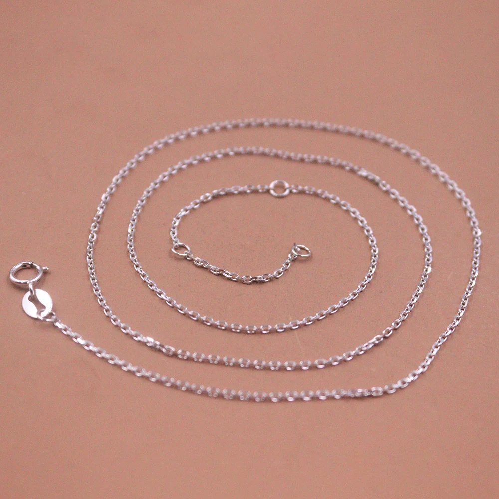 

Pure Solid Au750 18K White Gold Chain Women 1mm O Link Necklace 2.1-2.3g 18in