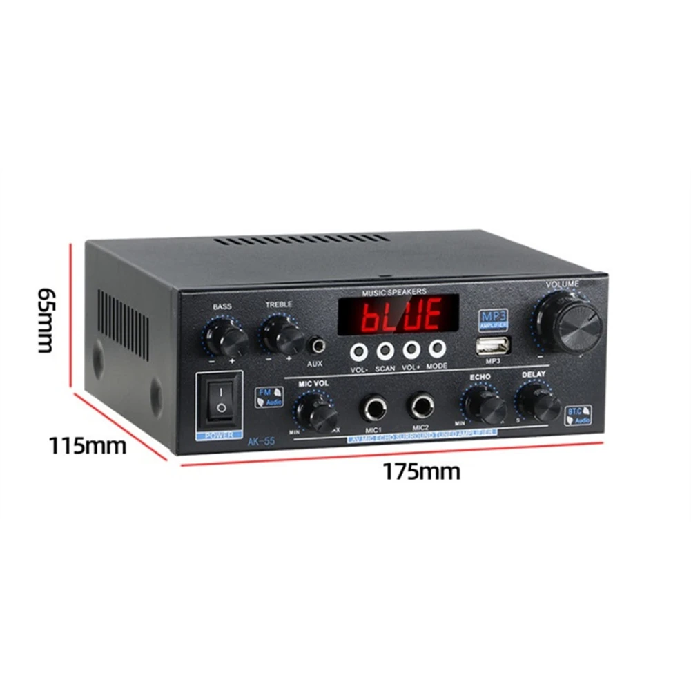 (A75T) Цифровой Hi-Fi усилитель AK55 с Bluetooth, объемным звуком, максимальной мощностью для домашних и автомобильных колонок, аудиоусилитель BT 5.0, вилка стандарта США (art.: 3920db33ecf1f) - 3920db33ecf1f