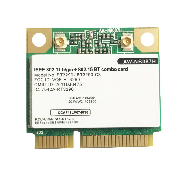 

AW-NB087H RT3290 150Mbps 802.11B / N Media Mini PCIe Pci-Express BT3.0 Wlan Wireless Wifi Card