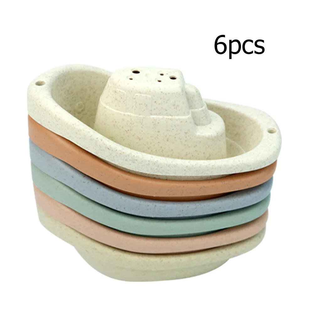 

6pcs Baby Bath Toys Kids Little Boats Floating Ship Toy Bathtub Swimming Water Play Fun Educational Toys For Baby Shower