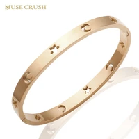 muse crush fashion jewelry hollow star crescent bracelets bangle plating stainless steel luxury brand bangle for women wholesale
