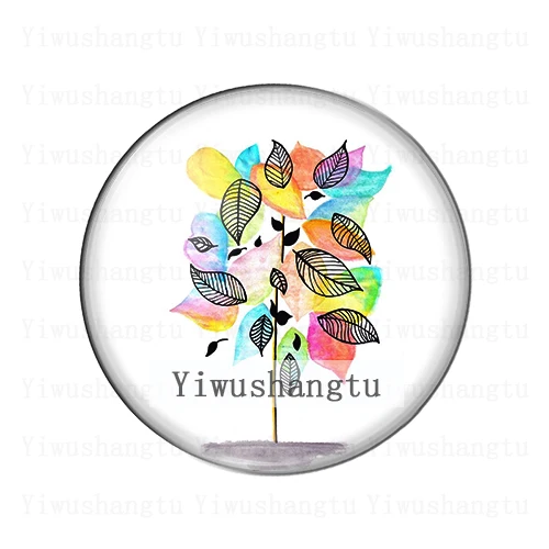 Fashion Tropical leaves art painting 12mm/18mm/20mm/25mm Round photo glass cabochon demo flat back Making findings |