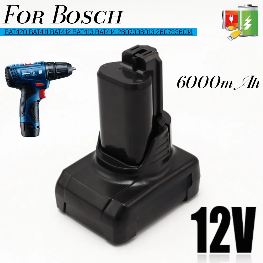 Фото 12 В для Bosch 6,0 Ач литий-ионный аккумулятор BAT420 Ersatz для Bosch BAT411 BAT412 BAT413 BAT414 Аккумулятор для беспроводного электроинструмента №1