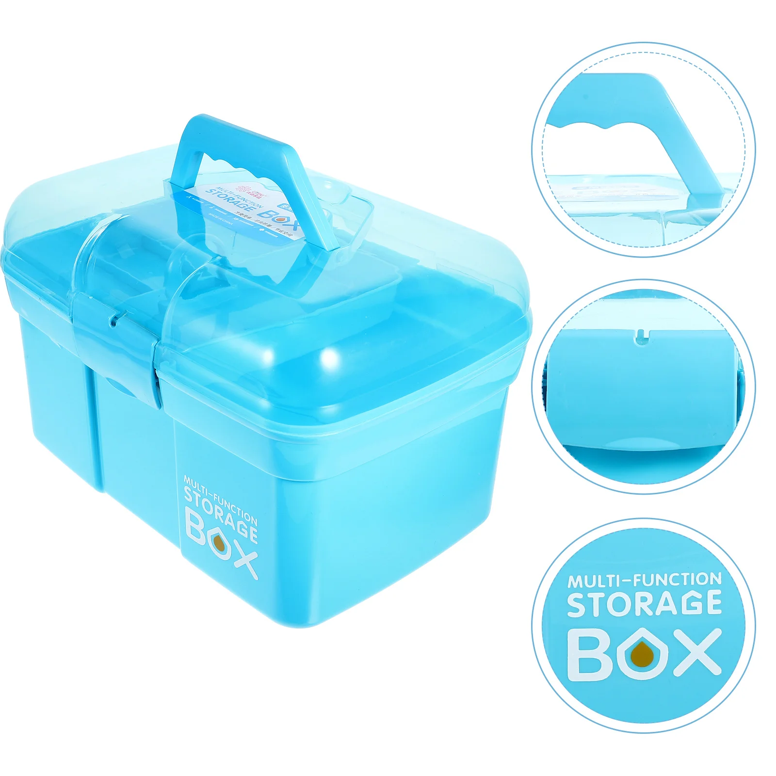 

Empty First Aid Handheld Family Storage Box Household Holder Case 2 Layers with Compartments Family Emergency Storage Case (