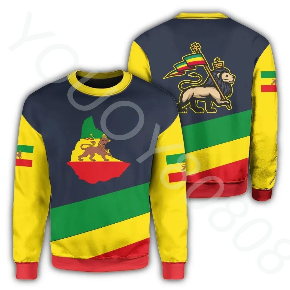 's Sweatshirt 3d Printed African Ethiopian Flag Judah Lion Sweatshirt - Map Style Vintage Harajuku Casual Clothing