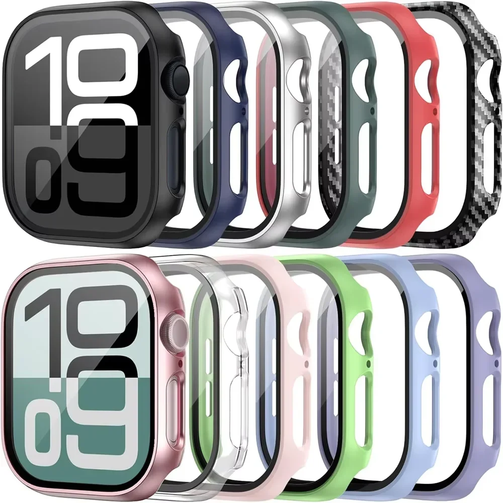 Фото Закаленное стекло + чехол для Apple Watch 10 42/46 мм Ultra/2 49 мм, матовый защитный чехол для ПК iWatch 9 8 7 6 5 4 SE 45 мм 41 мм 44 мм 40 мм №2