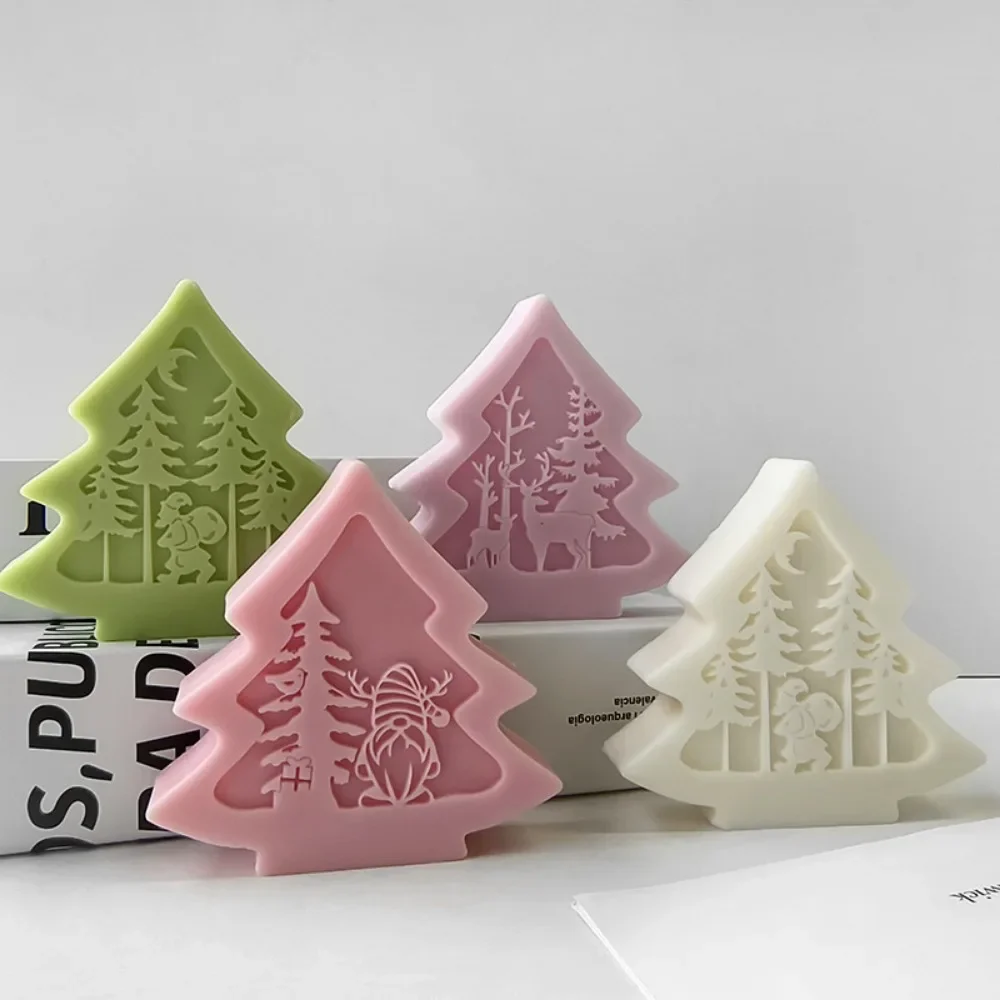 3D Christmas Tree Mold Santa Elk Aromatherapy Candle Diy Handmade Soap Ornament Silicone Molds