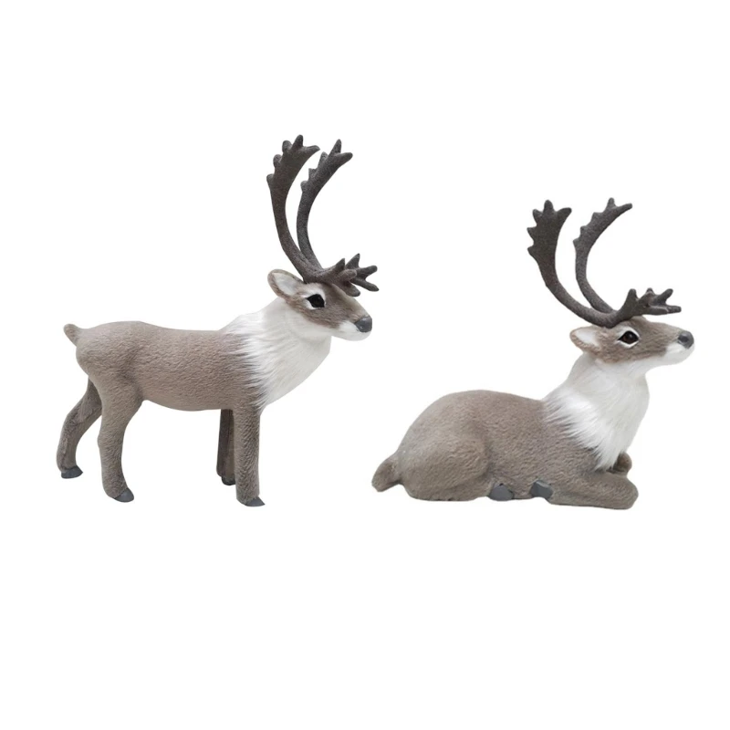 

Christmas Elk Figurine Sculpture Plastic Statue Ornament Crafts Decor for Home Bedroom Living Room Desktop Decoration