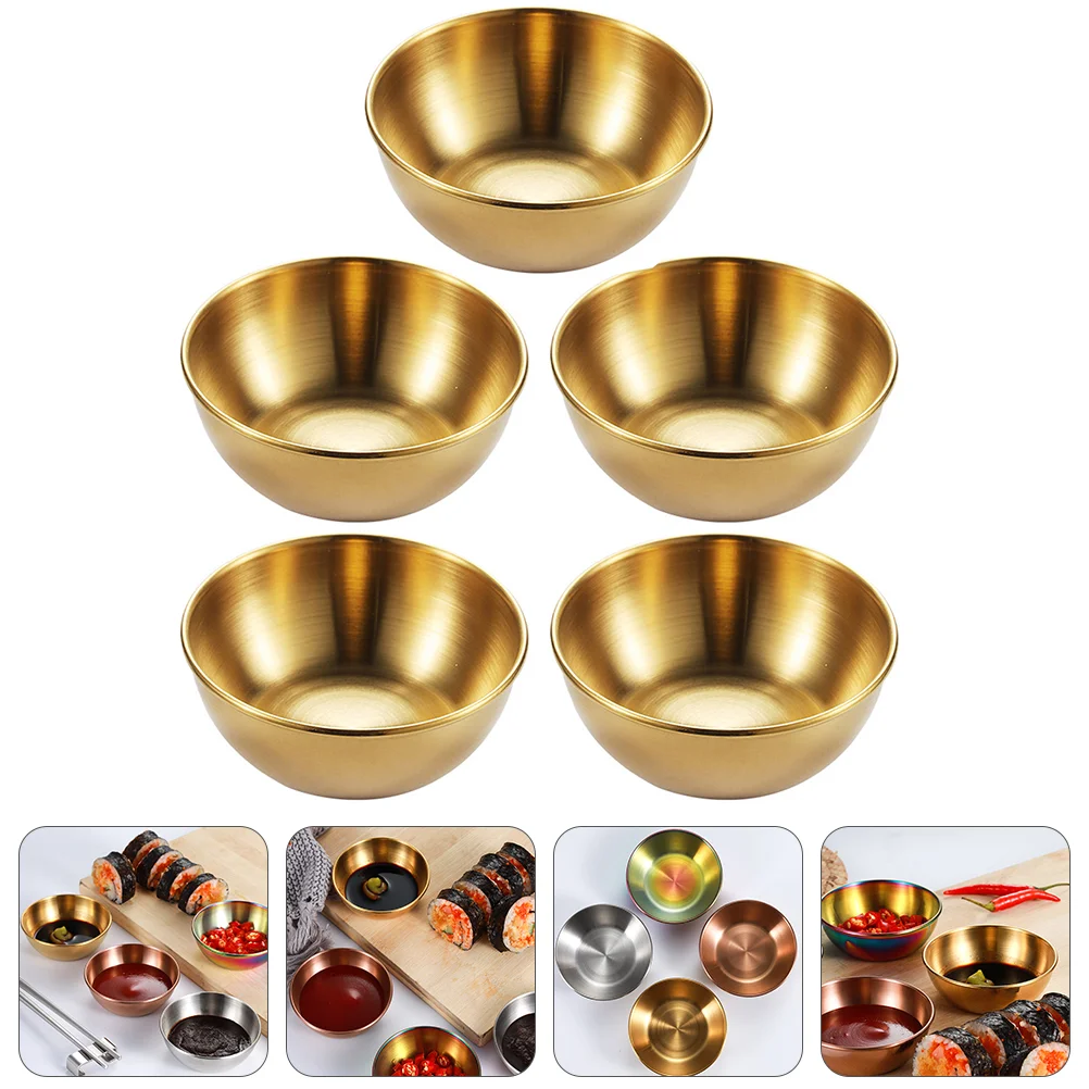 

5 Pcs Seasoning Dish Mini Snacks Flavor Small Fruit Plate Spice Stainless Steel Sauce Dishes Appetizer Serving Child