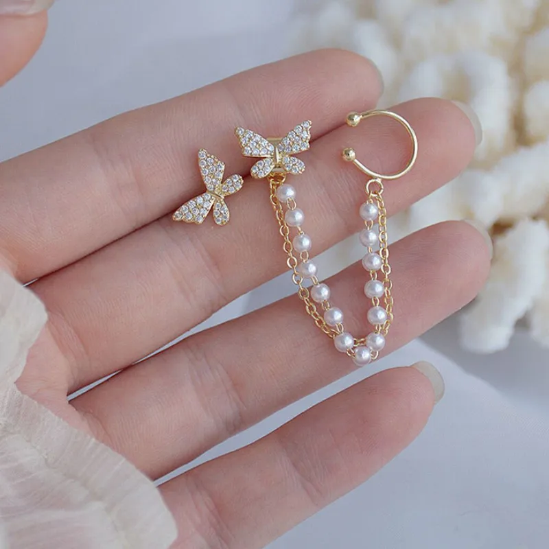 

Korean Fashion Statement Earrings Luxury Rhinestone Butterfly Earrings for Women Girls Party Elegant Jewelry
