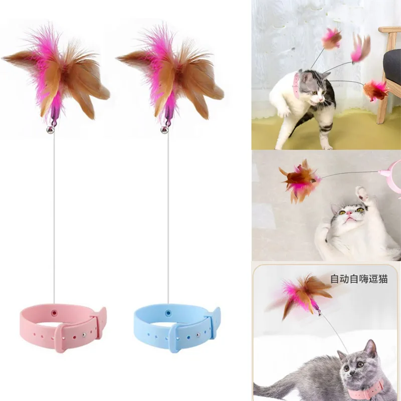 

Interactive Cat Toys Funny Feather Teaser Stick with Bell Pets Collar Kitten Playing Teaser Wand Training Toys Cats Supplies