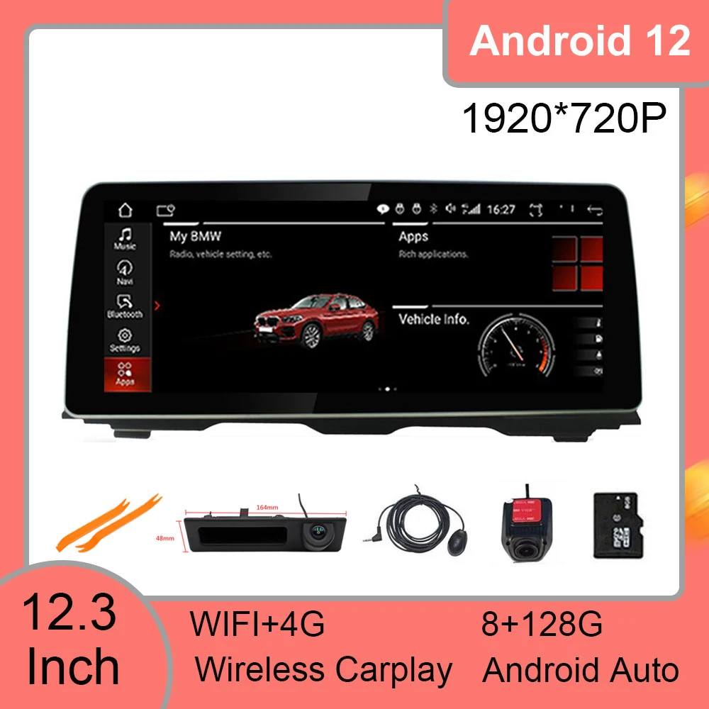 Автомобильный плеер с GPS-навигацией Android 12 0 3 дюймов 1920*720P мультимедийный для BMW 5