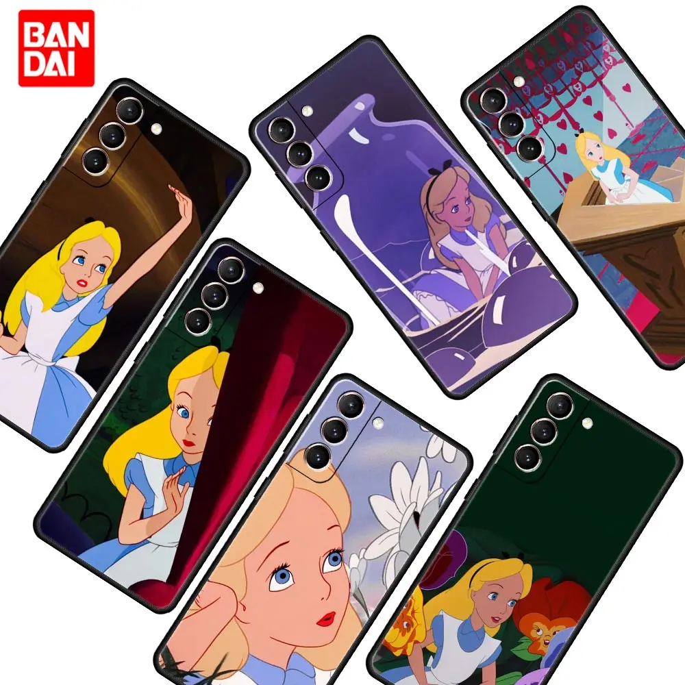 

Alice In Wonderland Anime Phone Case for Samsung Galaxy S22 S21 S20 S10 Plus Ultra 5G S22Plus S22Ultra Style Black Luxury