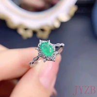 luxury new boutique jewelry ring true 925 silver natural emerald open ring wholesale for womens simple rings