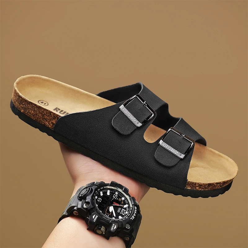 Сандалии EAEOVCNI мужские и женские кожаные уличные пляжные шлепанцы повседневная