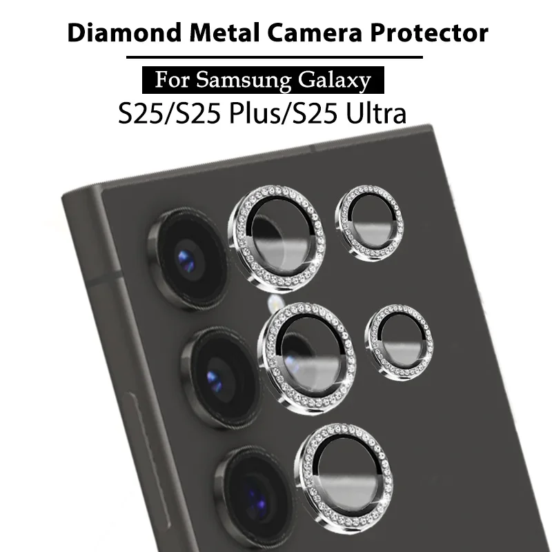 Для Samsung S25Ultra S24Ultra 3D пленка для объектива Galaxy S23Ultra S22Ultra Diamond Metal Ring Защитная камеры