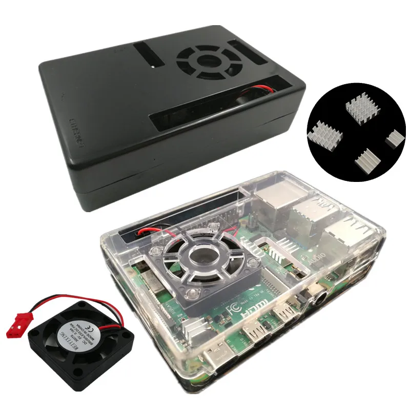

Raspberry Pi 4 Model B Case, Transparent Box for Raspberry Pi 4B,Black ABS Case for Raspberry Pi 4, with Cooling Fan & Heatsink