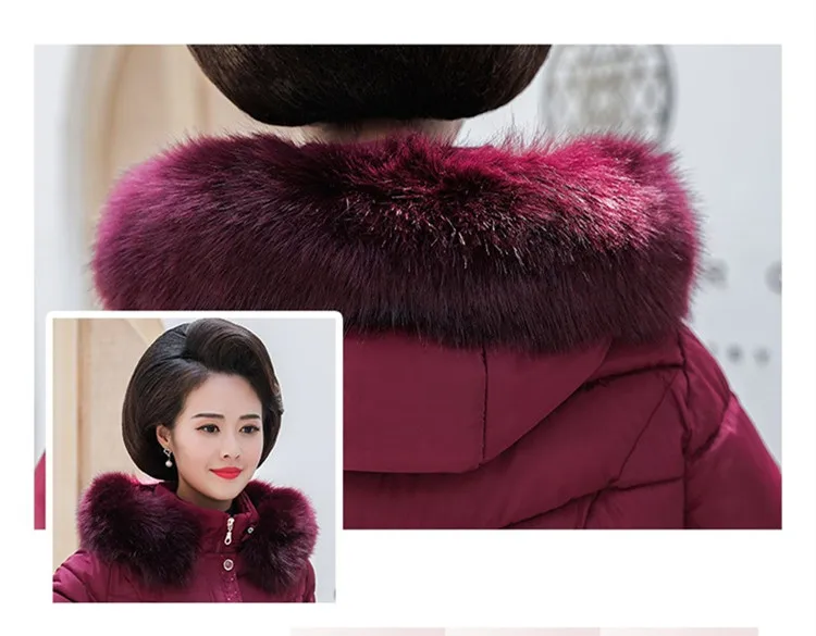 XL-5XL Middle-Aged Elderly Mother Cotton Coats Fur Collar Fashion Warm Padded Parkas Winter Jacket Women Manteau Femme Hiver enlarge