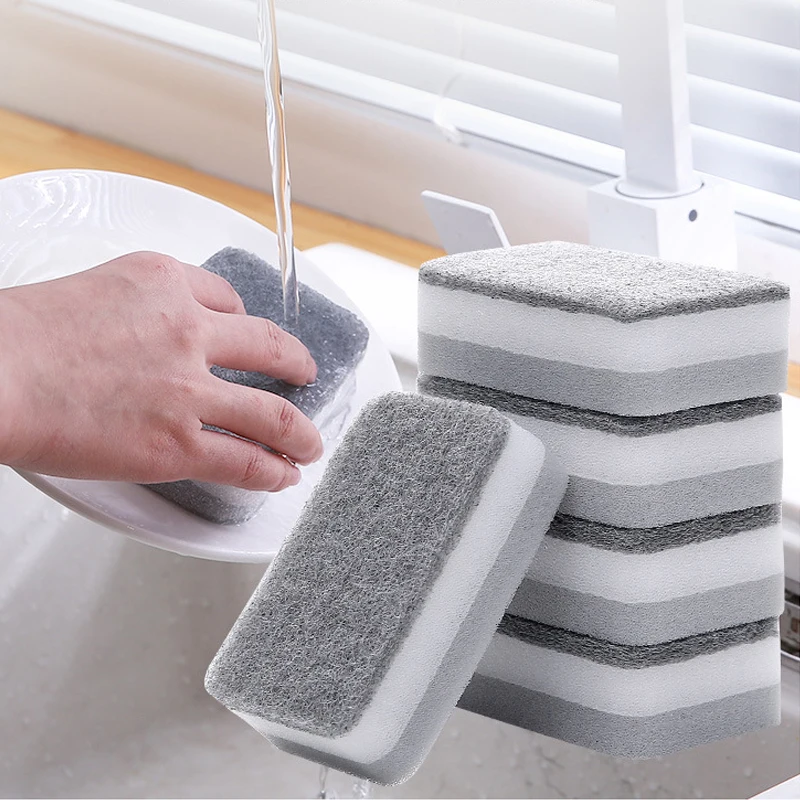 

5PCS Microfiber High Density Sponge Kitchen Cleaning Tools Washing Towels Wiping Rags Sponge Scouring Pad Dish Cleaning Cloth