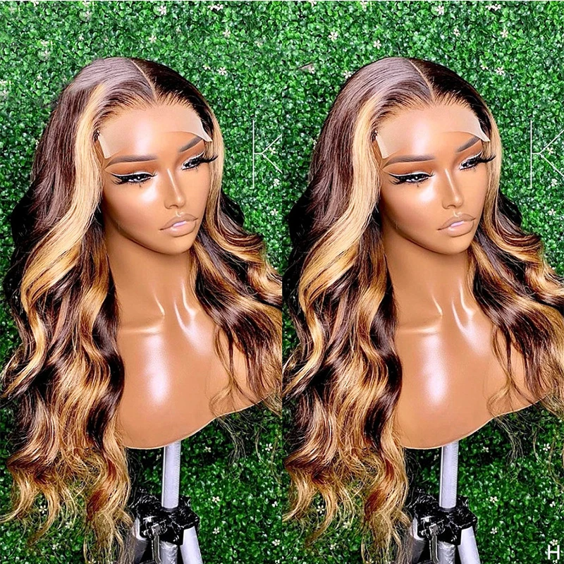 

Ombre Ash Blonde Body Wave Brazilian Remy Human Hair Full Lace Wig With 4x4Silk Base For Women Glueless PrePlucked With BabyHair