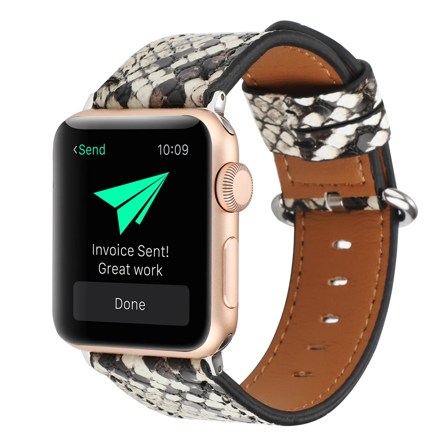 Snakeskin Leather Band for Apple Watch 6 5 4 3 SE 44mm 40mm Watchband  Wrist Band for IWatch Serise 6 5 4 3 2 1 42mm 38mm Strap