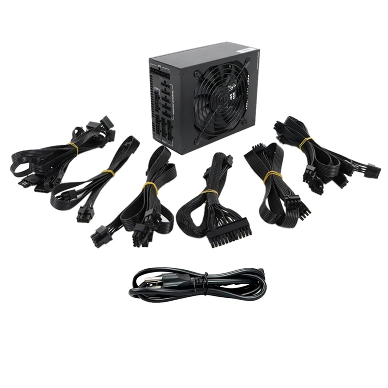 

US Plug 1800W Power Supply Full Modular High Power PSU For Bitcoin Miner Ethereum Rig And Support 7 GPU PC Power Sources